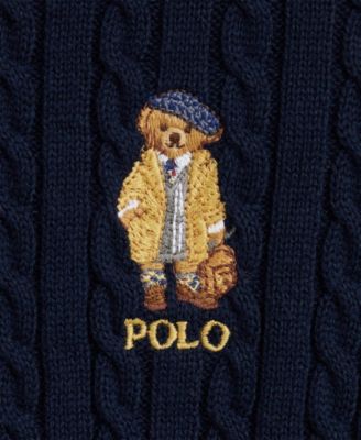 Girls 2T-6X Polo Bear Mini-Cable Cardigan