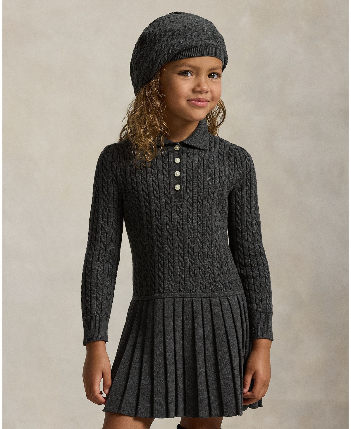 Polo Ralph Lauren Girls 2T-6X Mini-Cable Long Sleeves Sweater Dress