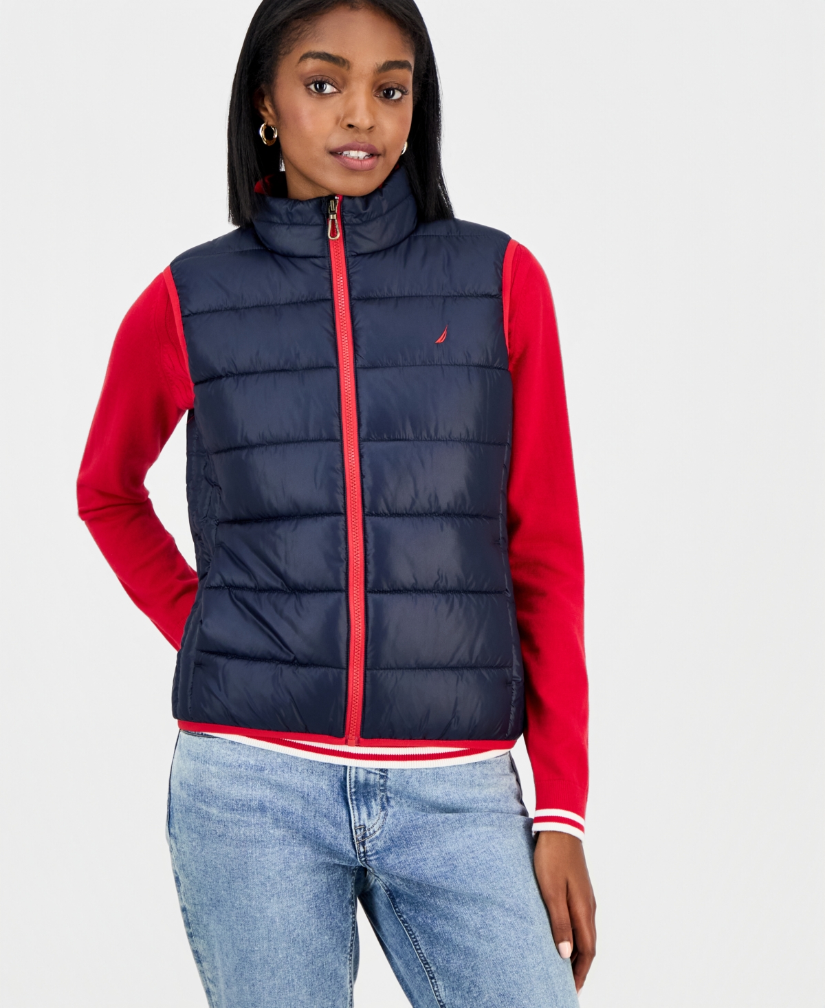 Nautica Jeans Women's Padded Puffer Vest In Black
