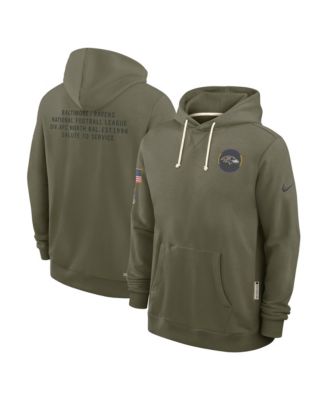 Nike - Men's Olive Baltimore Ravens 2025 Salute to Service Dominant Force Pullover Hoodie