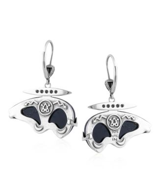 Sterling Silver Black Onyx Bear Lever Back Earrings