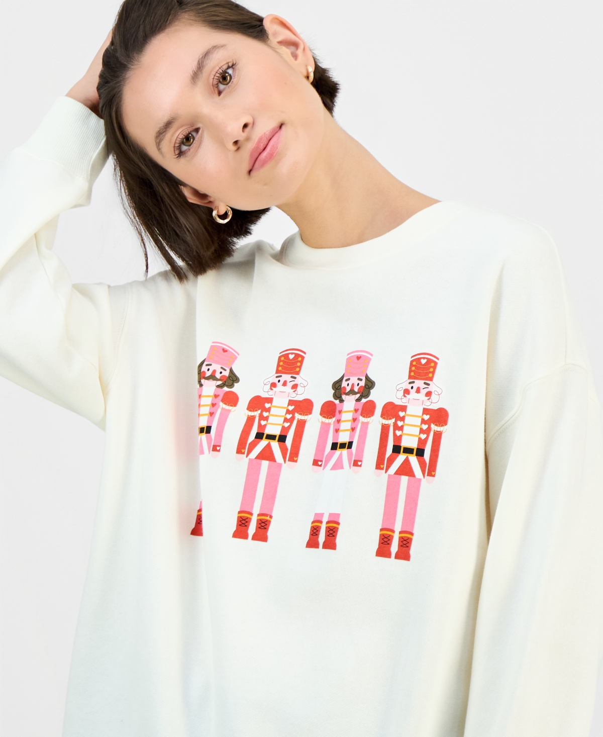 Rebellious One Juniors' Nutcracker Fleece Sweatshirt In Animal Print