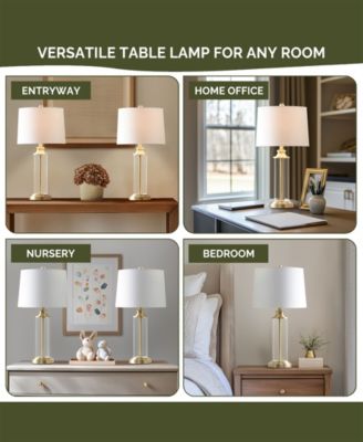 Clarity Glass Cylinder Table Lamp Set of 2