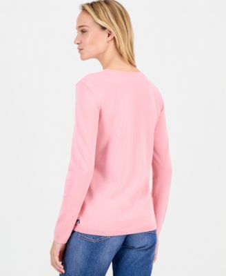 Women's Cotton Embroidered-Heart Sweater