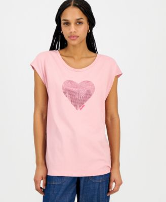 Nautica Jeans - Women's Round-Neck Embellished-Heart T-Shirt