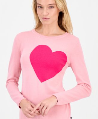 Women's Cotton Embroidered-Heart Sweater