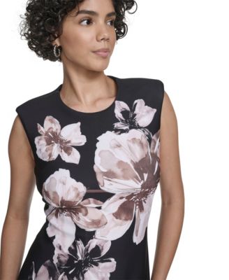 Women's Crew Neck Printed Sheath Dress