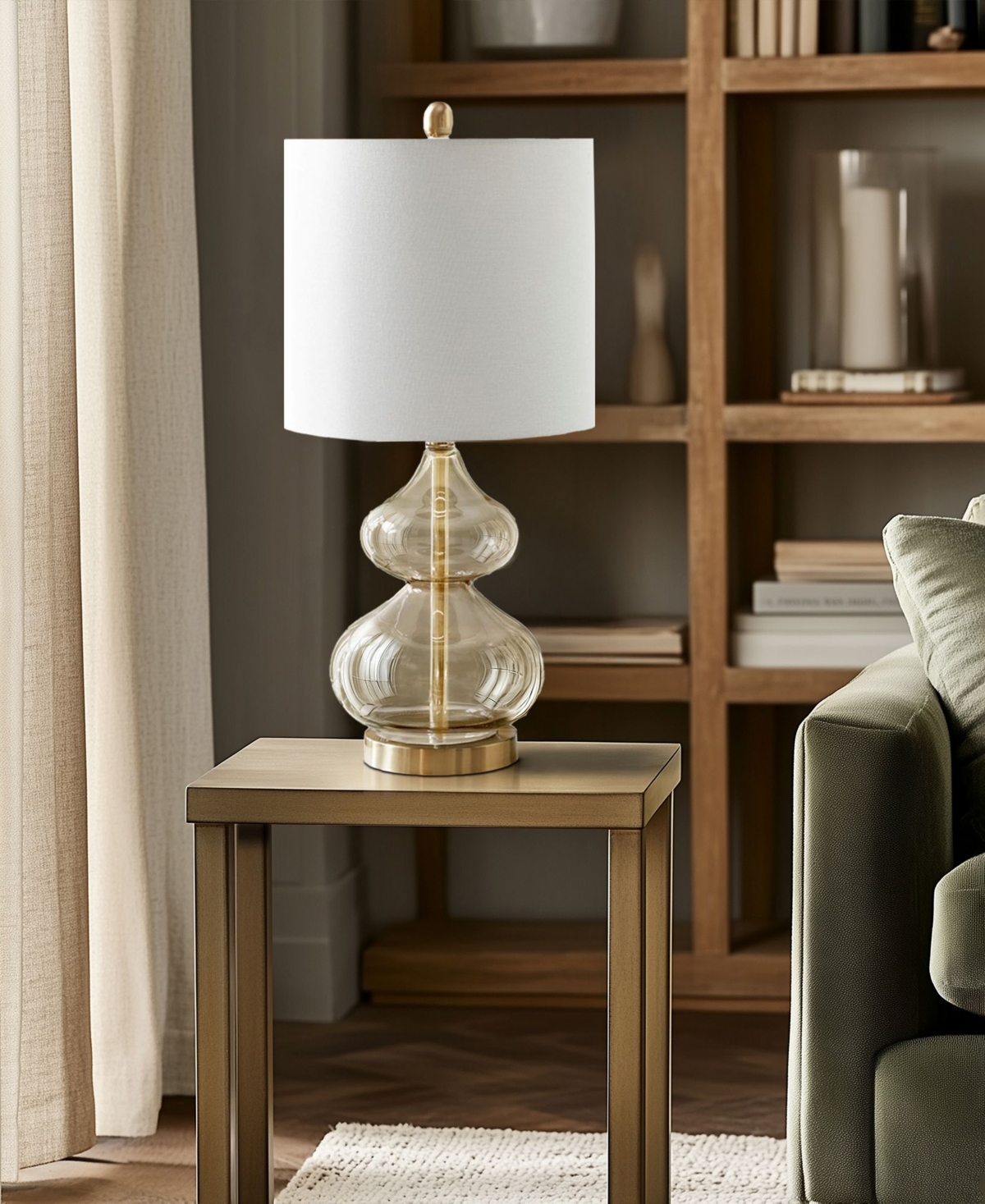 510 Design Ellipse Curved Gourd Glass Table Lamp, Set Of 2 In Gold