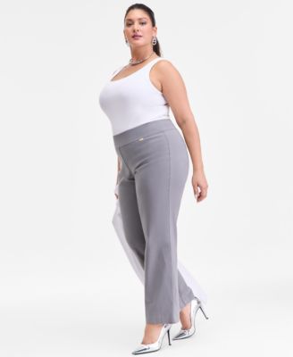 Plus Size Mid-Rise Pull-On Straight-Leg Pants, Created for Macy's 