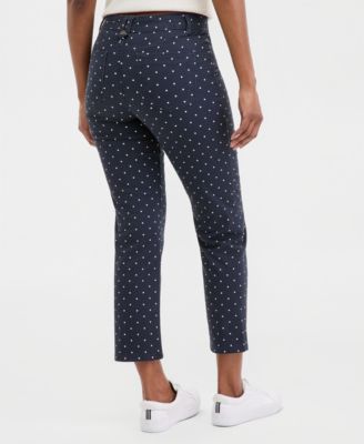 Women's Dot-Print Straight Ankle Pants