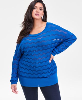 I.N.C. International Concepts - Plus Size Chevron Stitch Sweater