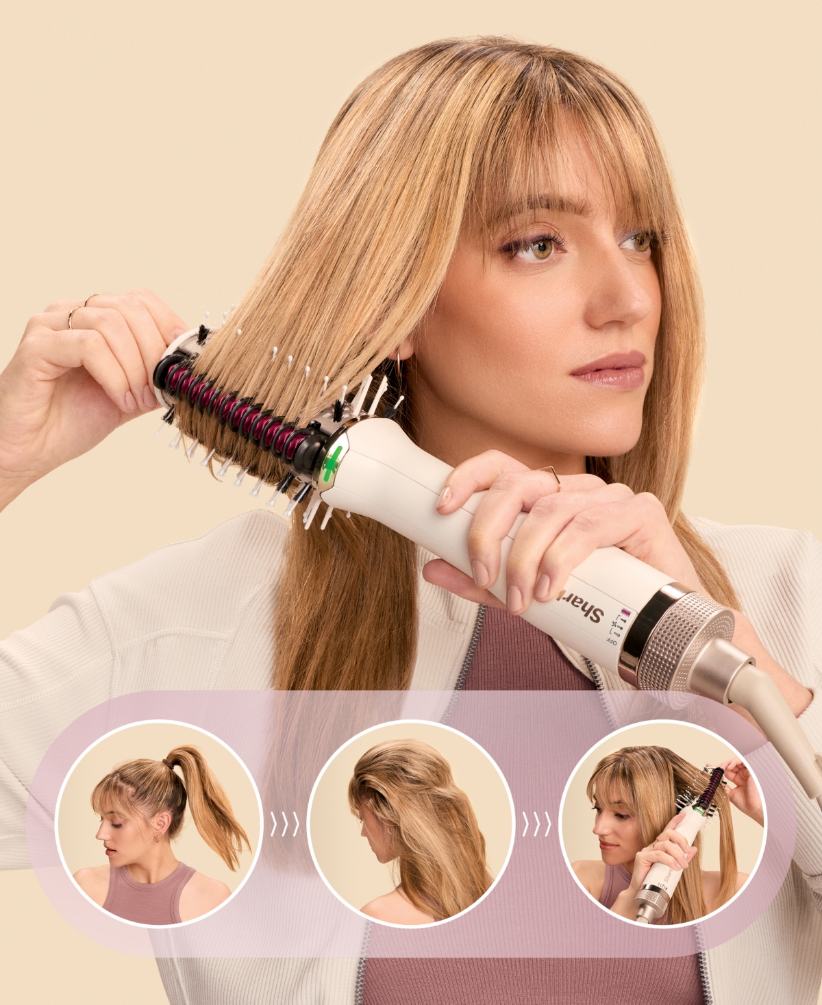 Shark 3-pc. Smoothstyle Heated Comb And Blow Dryer Brush With Storage Bag Silicone Mat In White