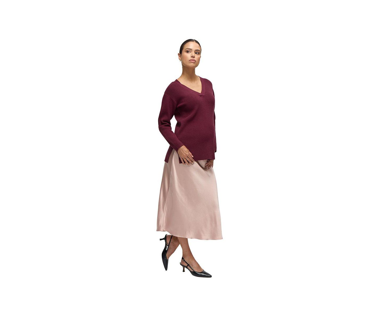 Женская юбка Ingrid + Isabel Maternity Satin Midi, цвет: Пыльный розовый — фото 3