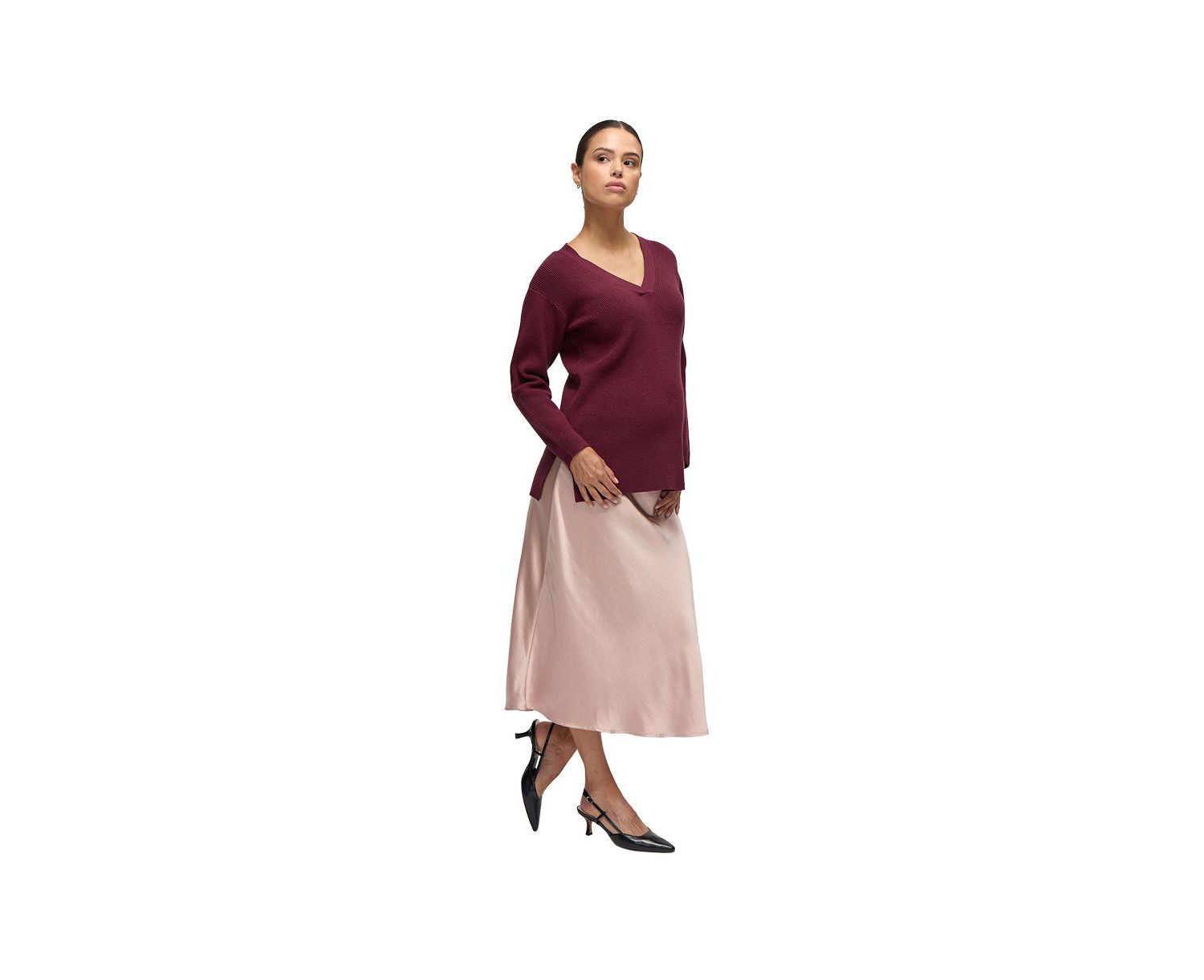 Maternity Satin Midi Skirt