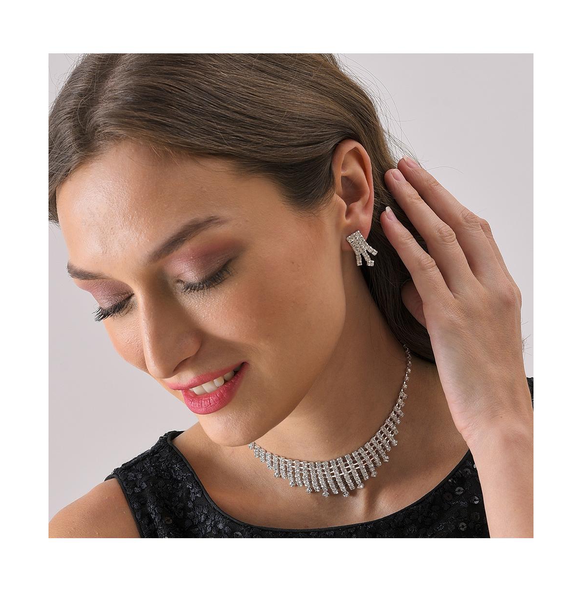 Sohi Silver-plated Stone Jewellery Set In Silver