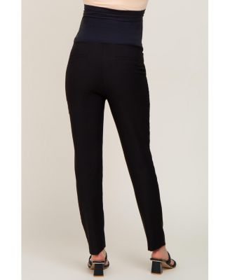 Maternity Black Stretchy Slim Fit Crop Dress Pants