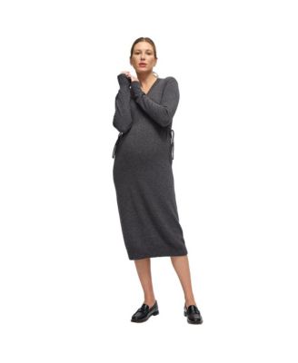 Maternity Ingrid + Isabel Cozy V Neck Midi Sweater Dress