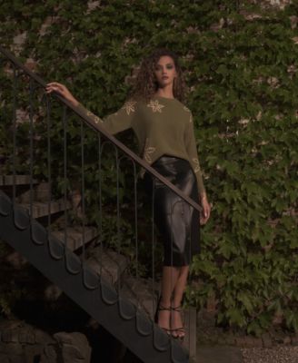 Women's Faux-Leather Midi Skirt 