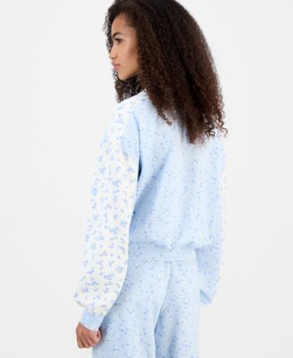 Juniors' Scuba V-Neck Colorblock Sweatshirt