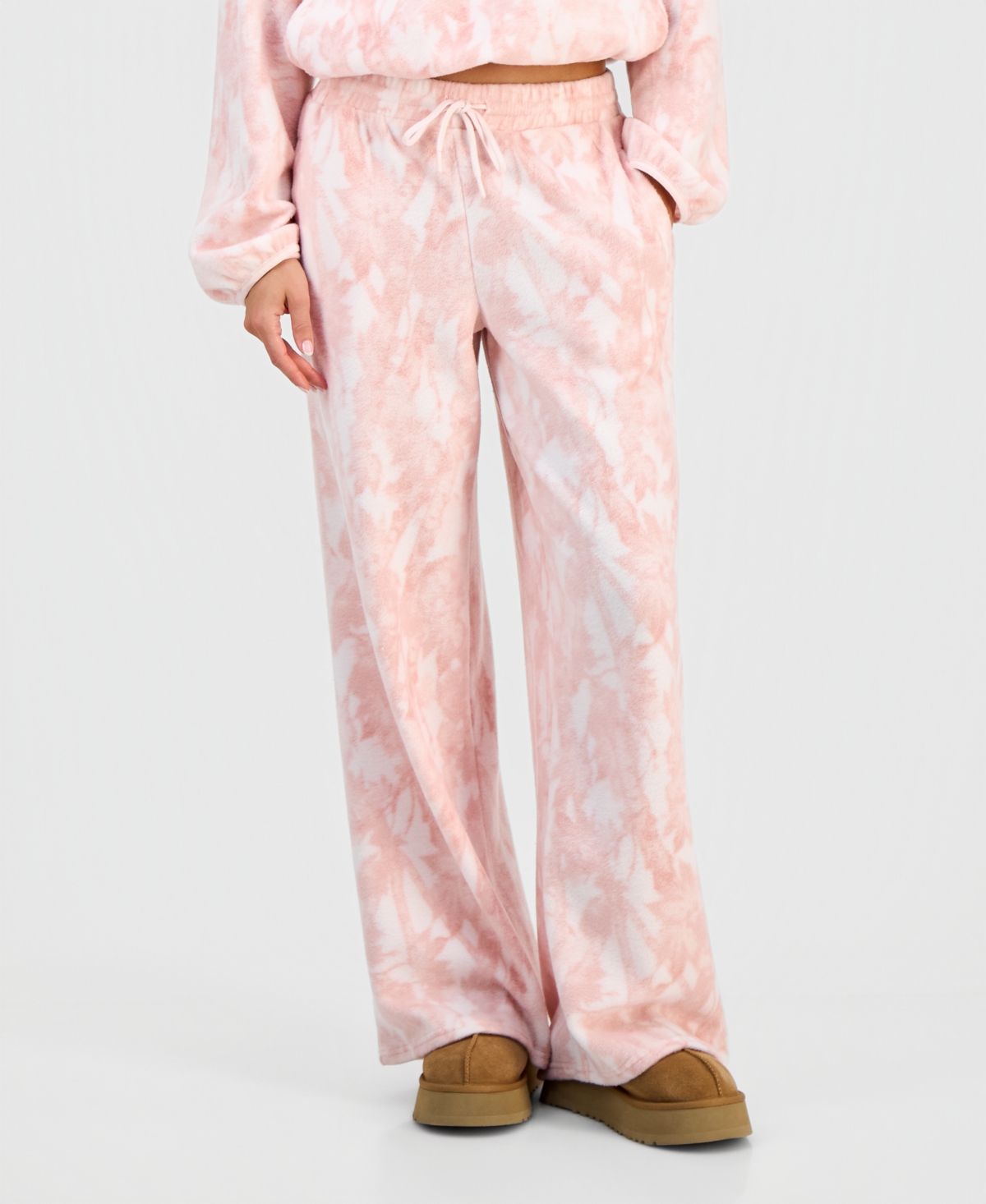 Hippie Rose Juniors' Polar Fleece High-rise Pants In Pink