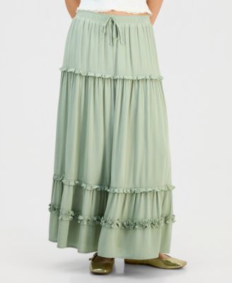Juniors' Ruffle-Tier Maxi Skirt