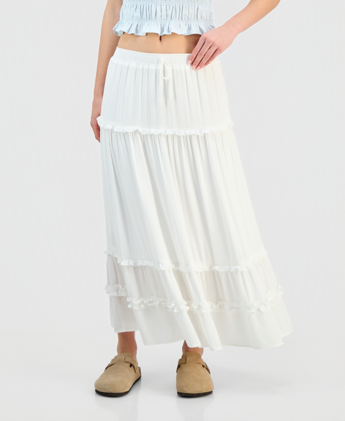 Celebrity Pink Juniors' Ruffle-tier Maxi Skirt In White