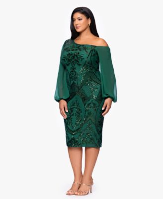 Plus Size Sequin Detail Long Sleeve Dress
