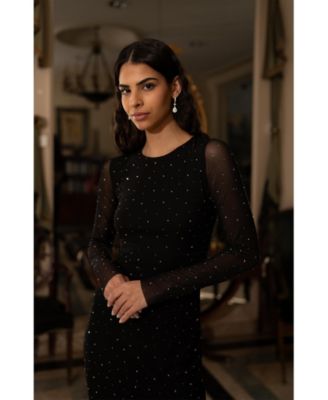 Women's Sparkle Mesh Bodycon Midi Dress