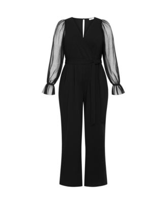 Plus Size Alannah Mesh Sleeve Jumpsuit