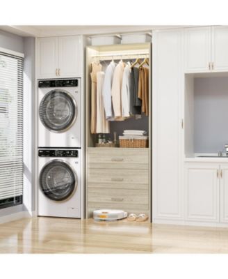 24" Freestanding Closet Organizer System with Hanging Rods and Drawers