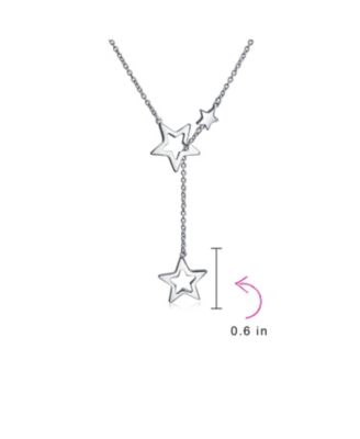 Astrology Celestial American USA Patriotic Open Lucky Stars Rock Star Dangling Lariat Y Necklace Sterling Silver Adjustable