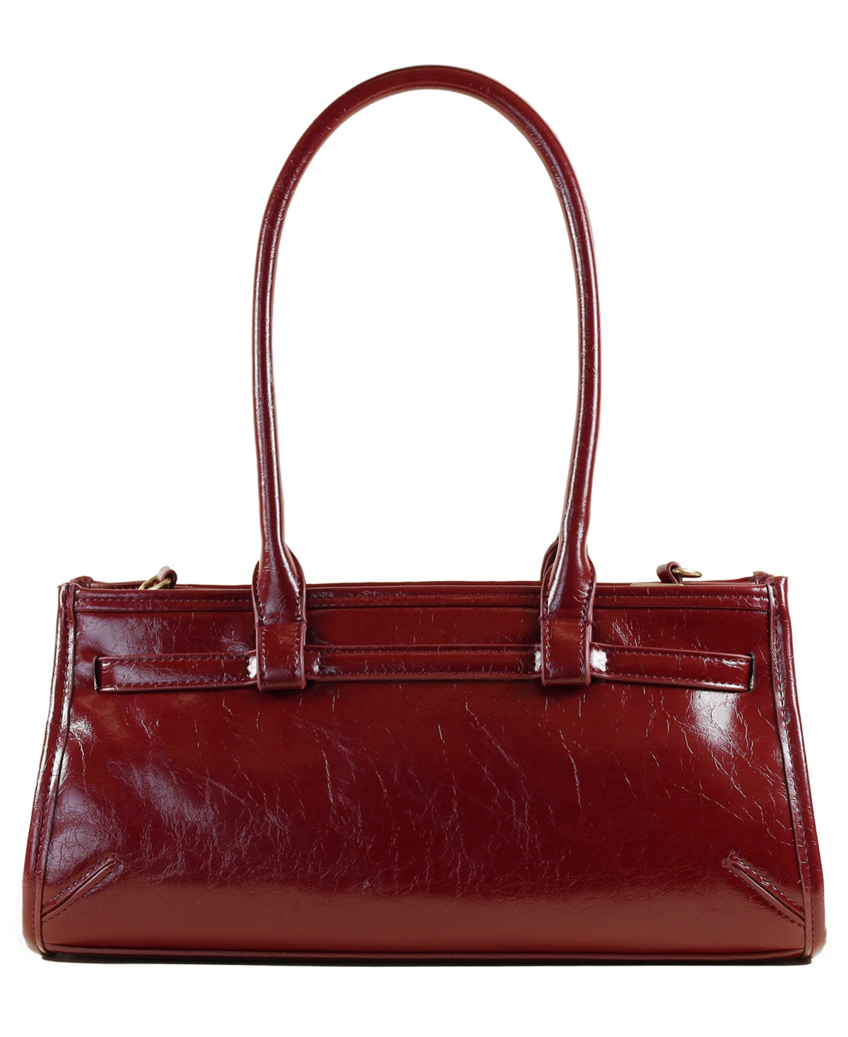 Sam & Libby Onyx Belted Satchel Bag In Burgundy