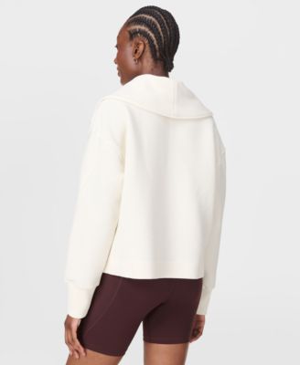 Women's Peaceful Rib Half Zip Cropped Oversized Sweatshirt