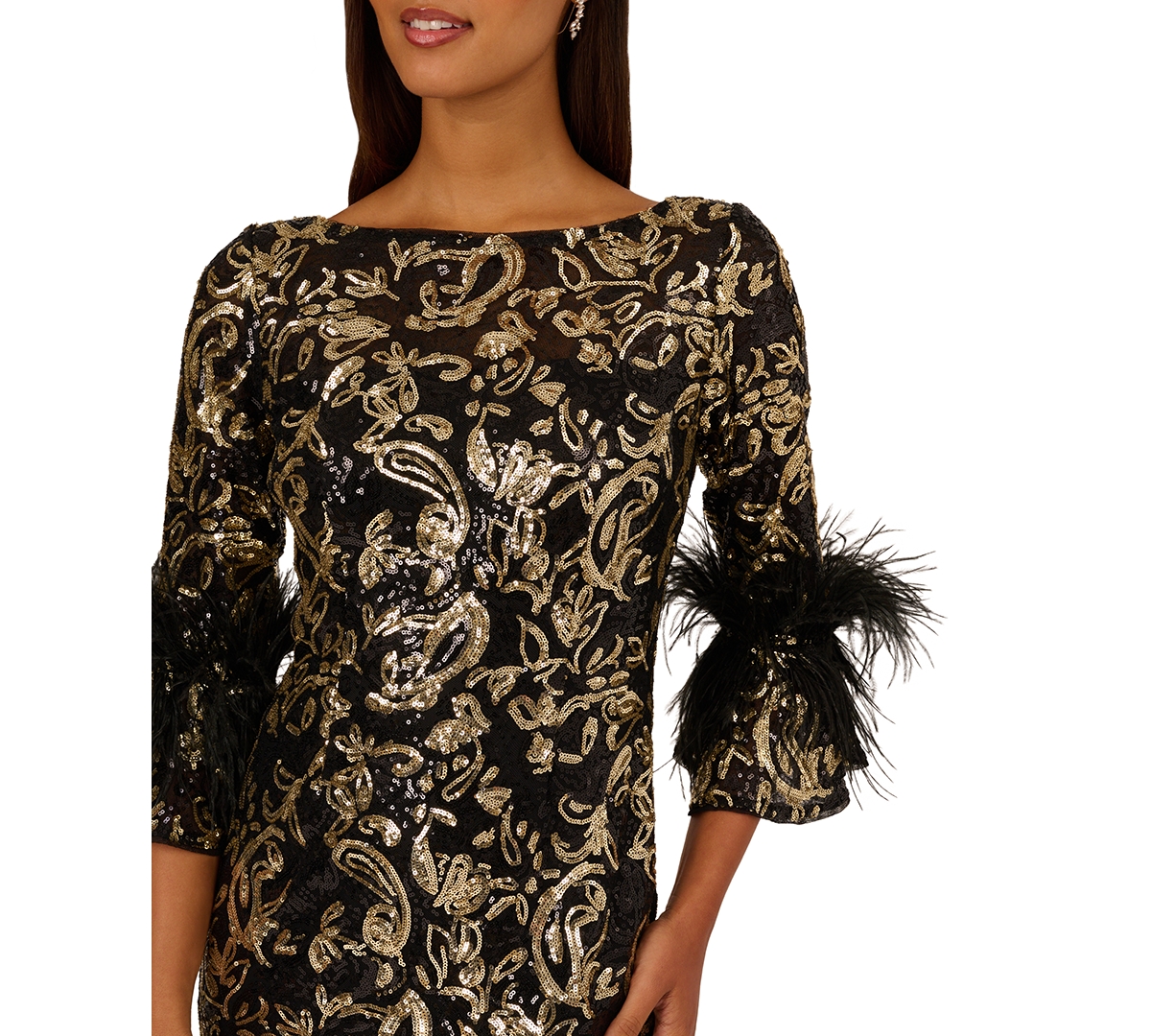 Adrianna Papell Women's Sequin Embroidered Midi Dress