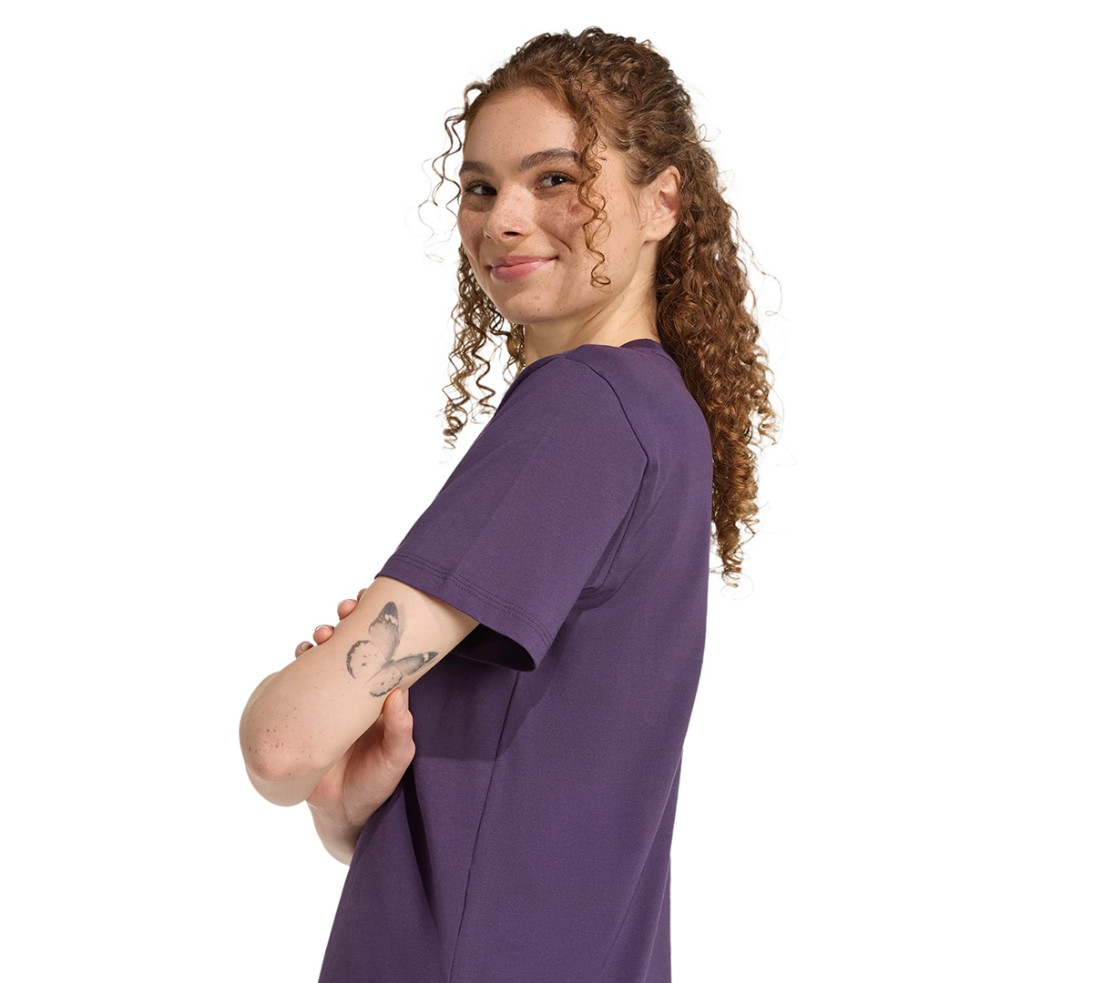 Adidas Originals Women's Short-sleeve Cotton Crewneck Logo T-shirt In Purple