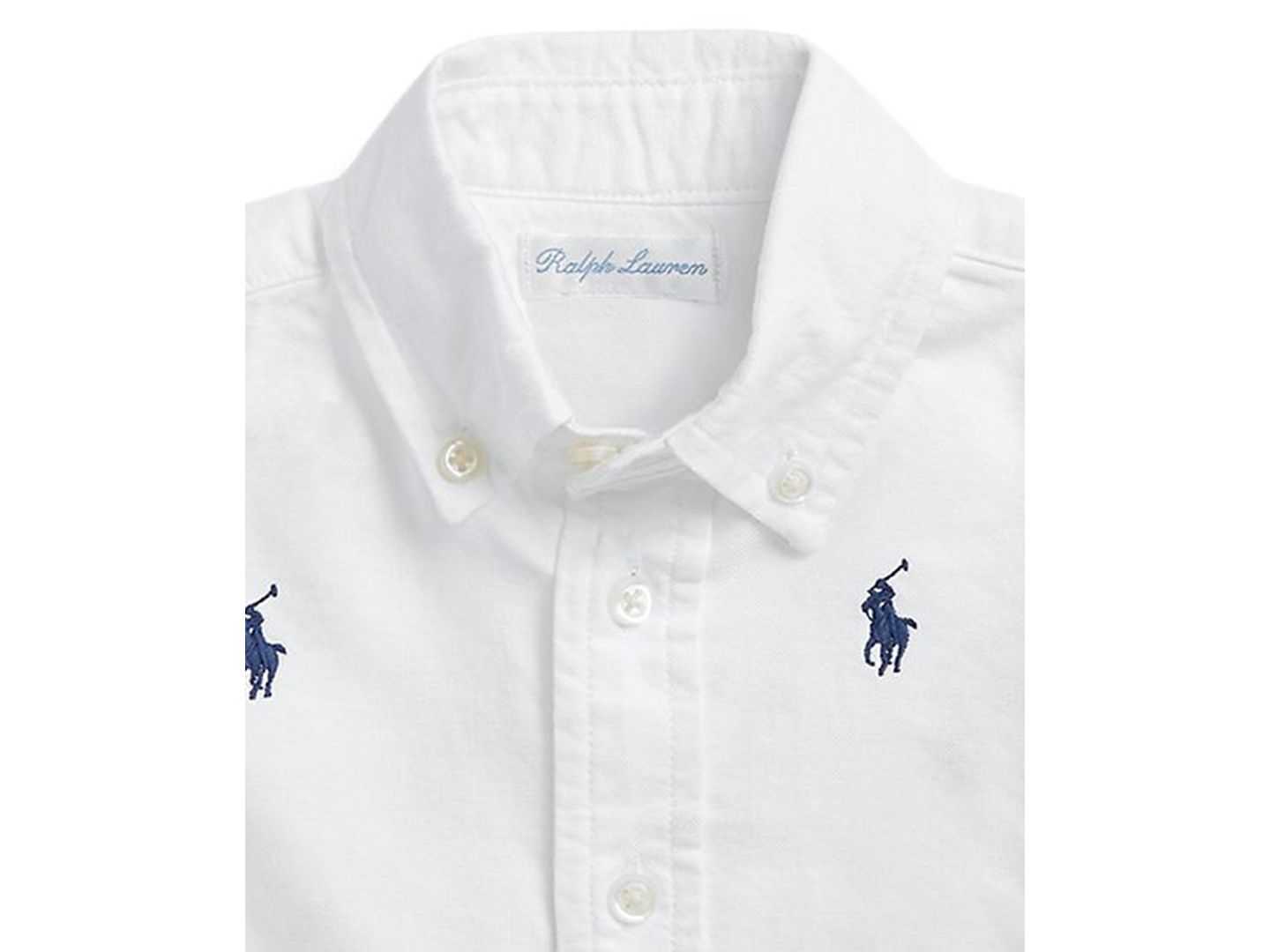 Рубашка Polo Ralph Lauren Pony Oxford Short-Sleeve Shirt для мальчиков-малышей, цвет: Белый / Тёмно-синий — фото 3