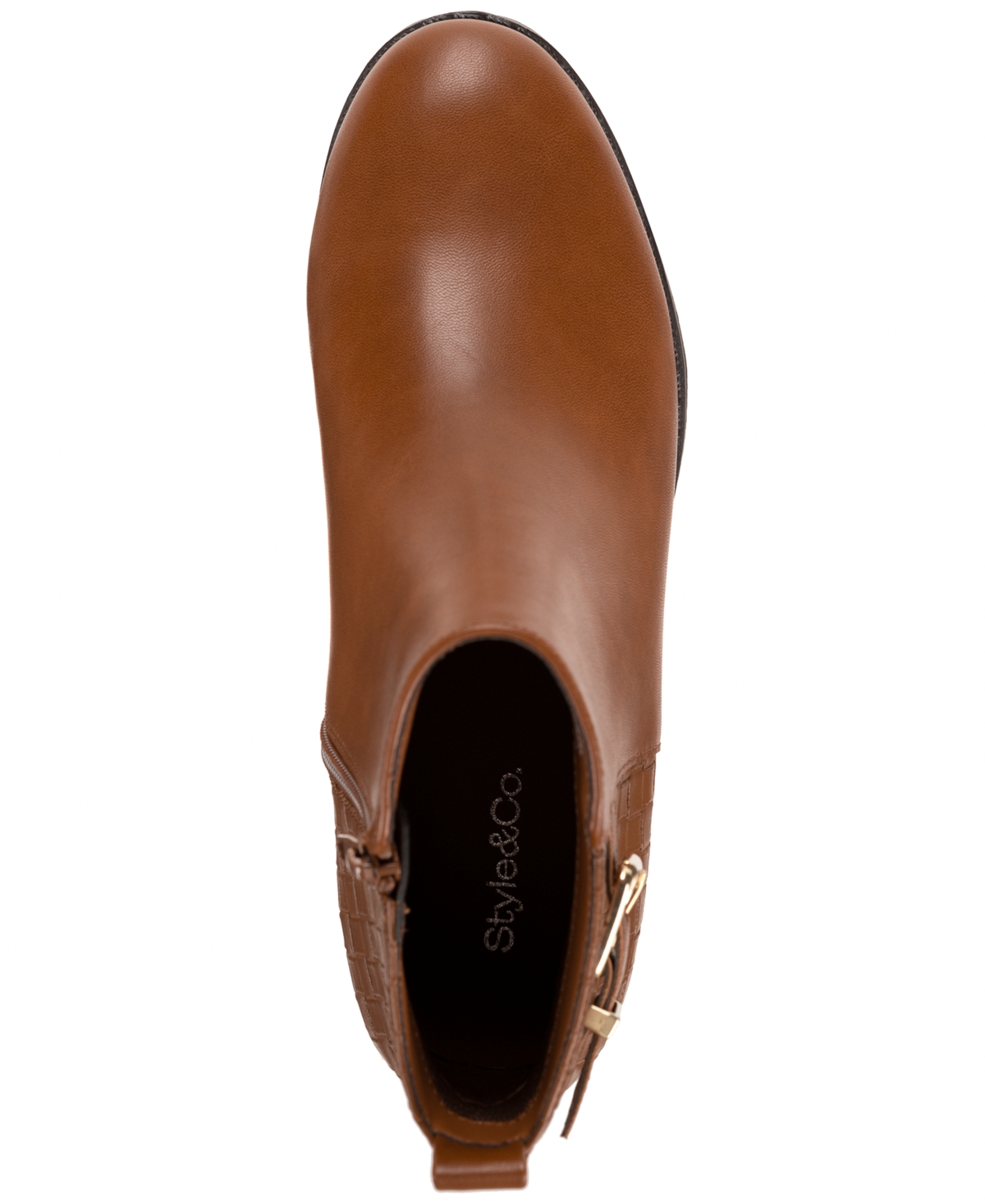 Style & Co Women's Claraa Buckle Detail Block Heel Booties, Macy's Exclusive In Brown