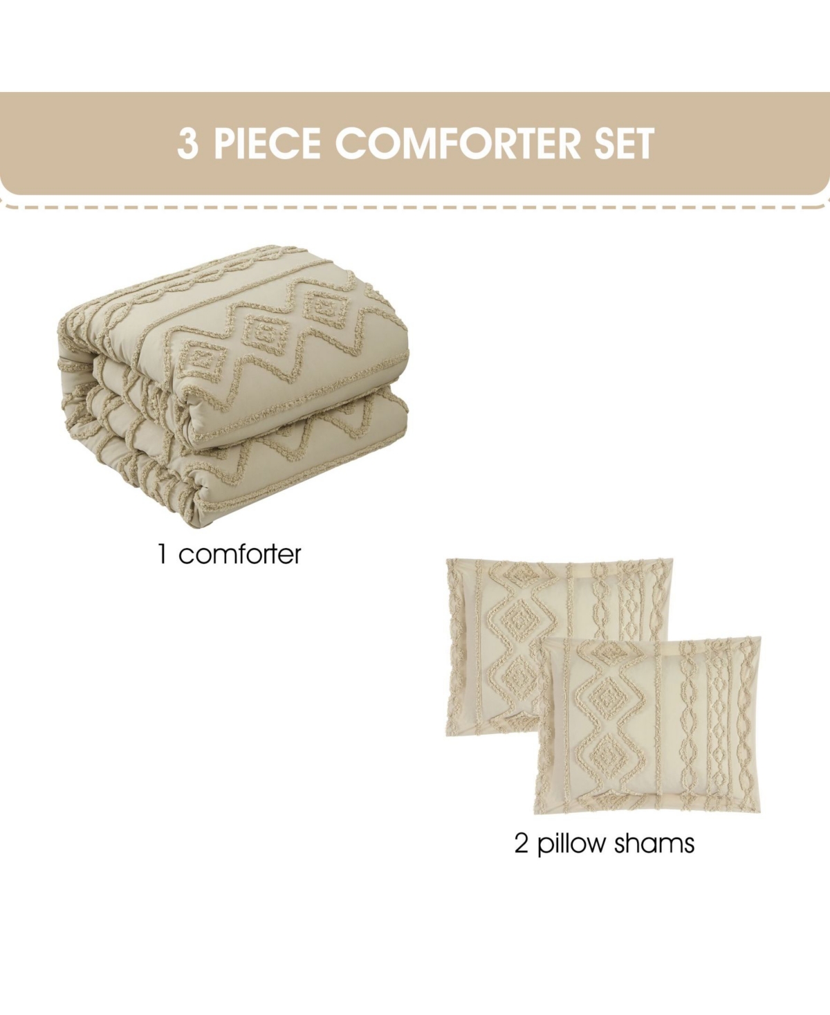 Stratford Park Aluma Geometric 3-pc. Comforter Set, Twin In Neutral