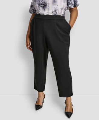 DKNY - Plus Size Pleated Ponte Ankle Pants