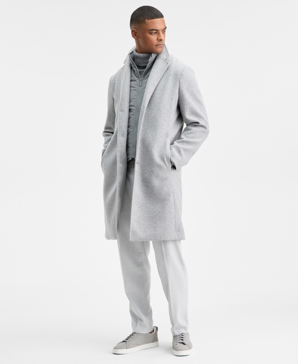 Alfani Men's Modular Wool Coat, Macy's Exclusive In Gray