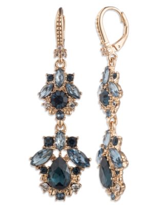 Glass & Epoxy Stone Gold-Tone Double Drop Earrings