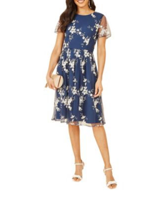 Women's Embroidered Floral Skater Dress