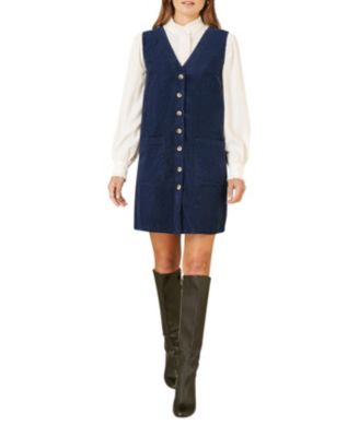 Women's Cord Tunic Dress With Pockets