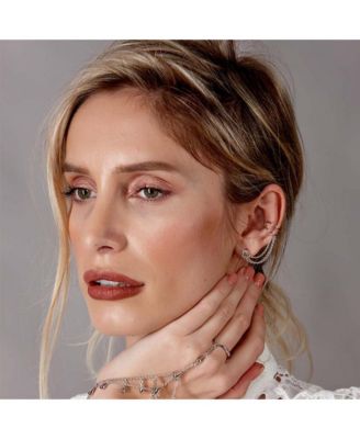 Art Deco Cuff and Stud with chain in Gold Vermeil