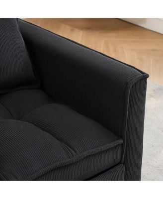 Corduroy Loveseat Sofa Bed with Adjustable Backrest, Pull-Out Tufted Sleeper Couch for Small Spaces, Dorms, Apartments-Maison Boucle