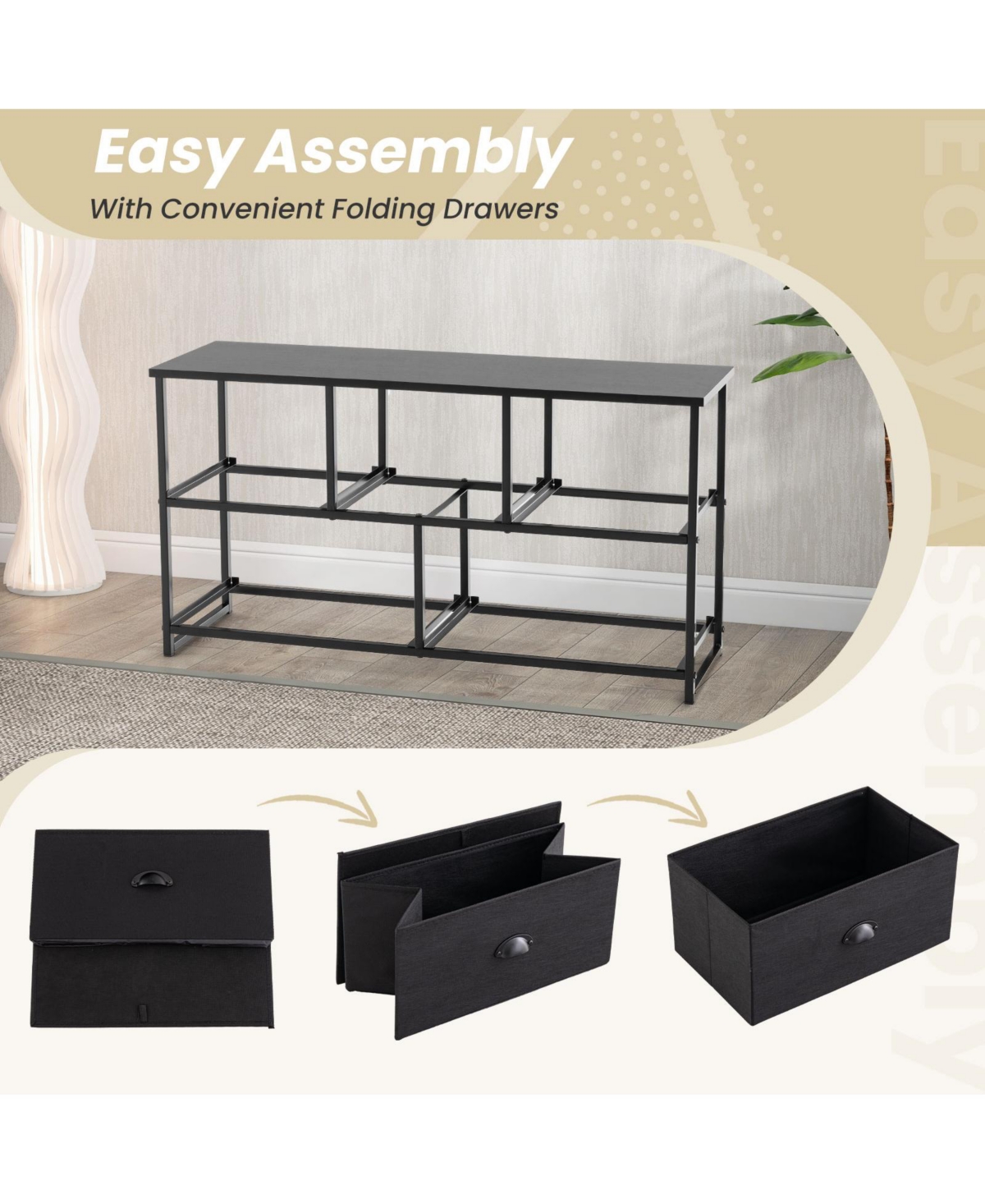 Dresser Storage Tower with 5 Foldable Cloth Storage Cubes