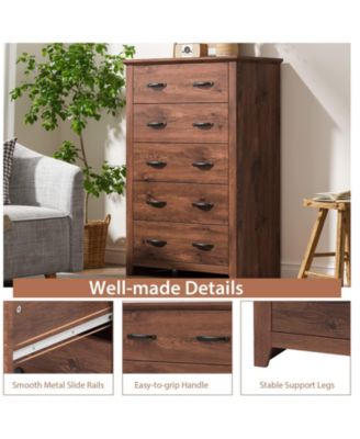Tall Storage Dresser with 5 Pull-out Drawers for Bedroom Living Room