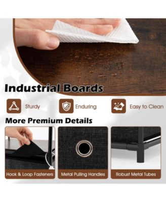 Dresser with 4 Drawers Fabric Storage Tower with Wood Top and Metal Frame