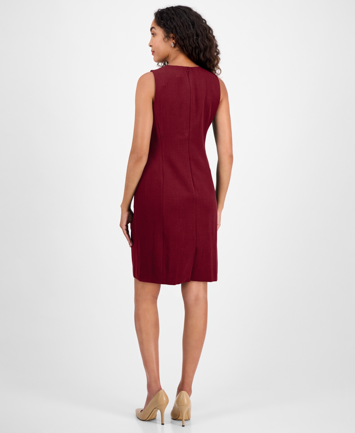 Kasper Women's Sleeveless Multi-seam Sheath Dress, Regular & Petite In Burgundy