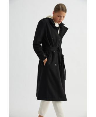 Women's Wool Mid Length Trench Coat